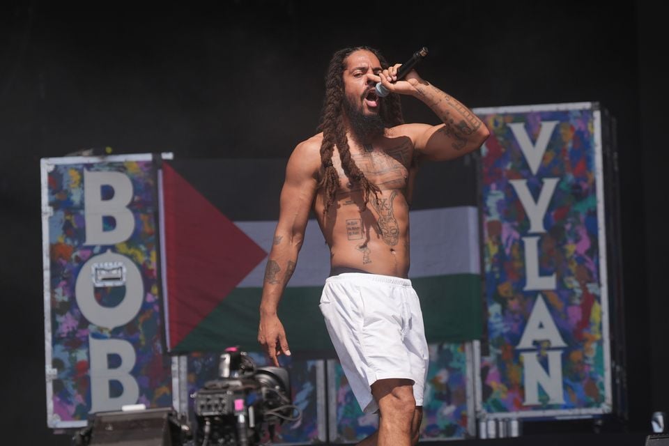 Bob Vylan performing on the West Holts Stage during the Glastonbury Festival (Yui Mok/PA)