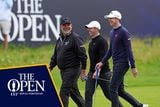 thumbnail: Darren Clarke, Rory McIlroy and Tom McKibbin on the 18th hole during their early practice round on Tuesday morning
